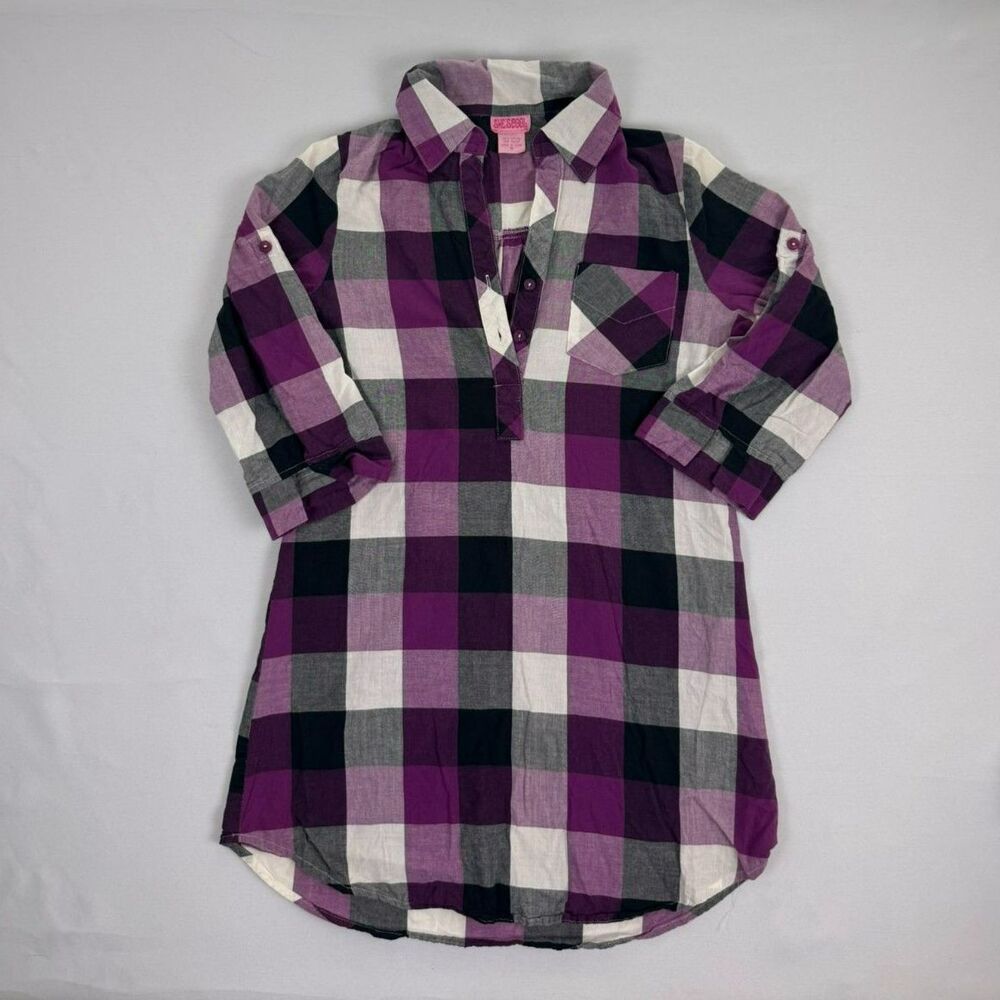 She's Cool Women's Plaid Flannel Tunic Top - S